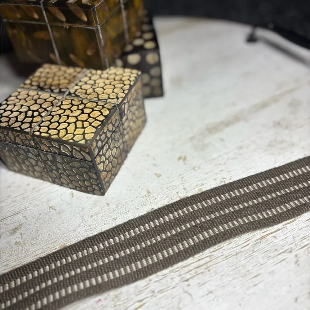 39.5” Striped Woven Canvas D-ring Belt
